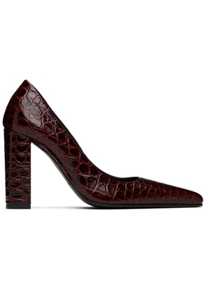 ALAÏA Burgundy Croc Embossed Calf 90 Heels