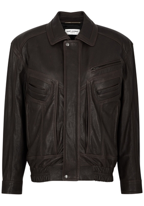 Saint Laurent - Women's Dark Brown Vintage-inspired Leather Jacket - Size 38 (UK10/S) & Regular Fit - 38 (UK10 / S)