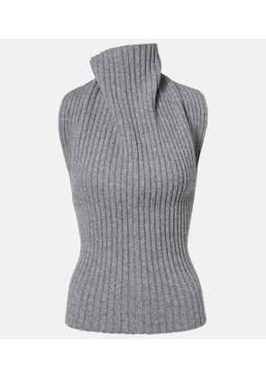 Victoria Beckham Draped ribbed-knit wool-blend top