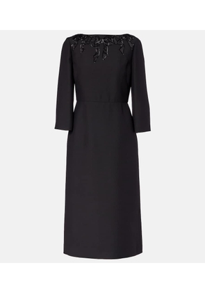 Valentino Embroidered wool and silk midi dress