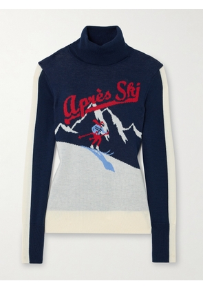 We Norwegians - Afterski Intarsia Merino Wool Turtleneck Sweater - Blue - x small,small,medium,large,x large