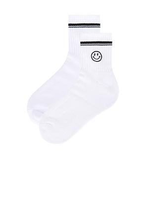 Junk Food JF Smiley Sock in White.