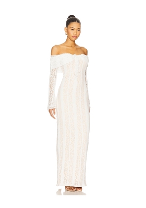 MORE TO COME Annabelle Off Shoulder Maxi in White. Size XS. Also in L, XXS.