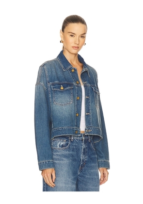 L'AGENCE Vianney Hi-lo Crop Jacket in Blue. Size XS. Also in L, M, S.