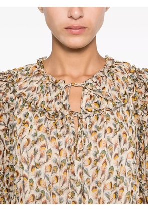 Ulla Johnson ruffled floral-print midi dress - Neutrals