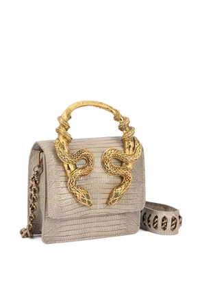 Roberto Cavalli snake-embellished snake-skin shoulder bag - Neutrals