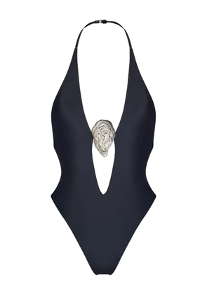 KOROBEYNIKOV V-neck shell-embellished swimsuit - Black