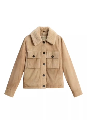 Woolrich suede shearling-collar jacket - Neutrals