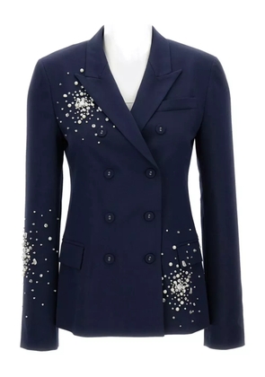 DES PHEMMES crystal-embellished double-breasted blazer - Blue