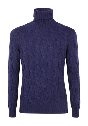 Barba cable-knit turtleneck sweater - Blue