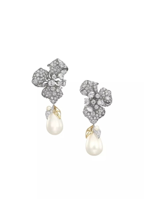 Anabela Chan 14K white gold and rhodium vermeil Blossom freshwater pearl and diamond earrings