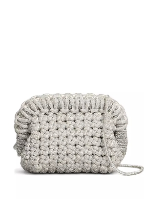 Hibourama crystal-embellished clutch bag - Silver