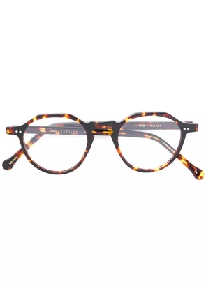 Lesca tortoiseshell round frame glasses - Brown