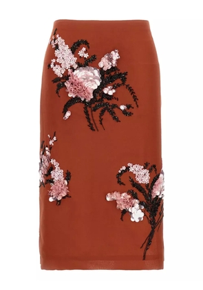 DES PHEMMES sequin-embellished side-slit skirt - Brown