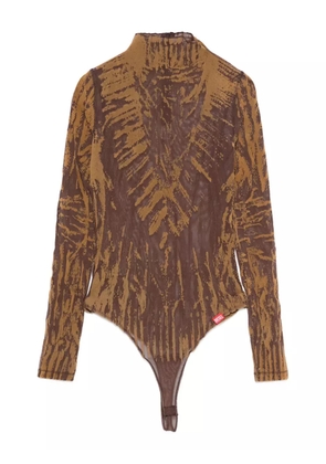 Diesel abstract-print high-neck bodysuit - Brown