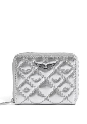 Zadig&Voltaire quilted leather zip wallet - Silver