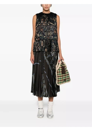 sacai paisley-print pleated skirt - Green