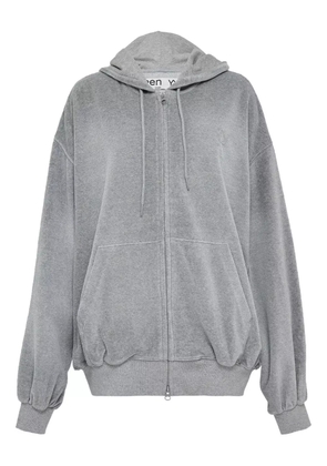 Open YY velour boxy zip hoodie - Grey