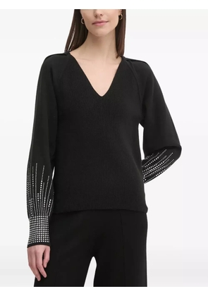 DKNY stud-embellished V-neck jumper - Black