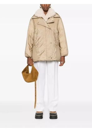 Moncler Voue sherpa-collar quilted jacket - Neutrals