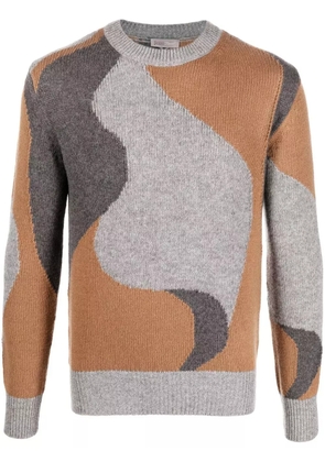 Herno abstract-pattern knitted crew-neck jumper - Grey