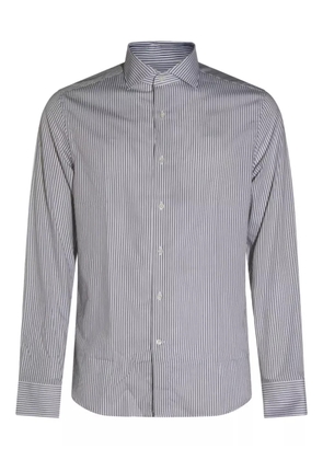 Canali striped-pattern long-sleeve shirt - Grey