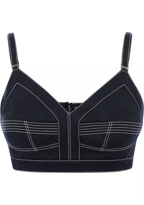 Alexander McQueen contrast-stitch crop top - Blue