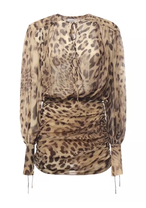 THE ANDAMANE leopard-print mini dress - Brown