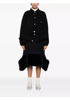 sacai layered denim jacket - Black