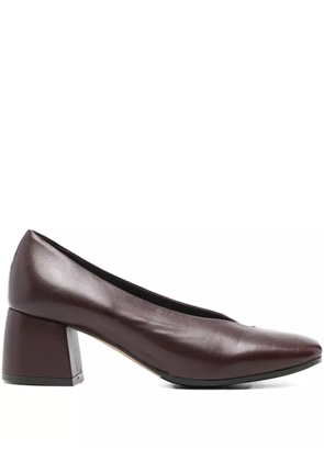 lorena paggi block-heel leather pumps - Brown