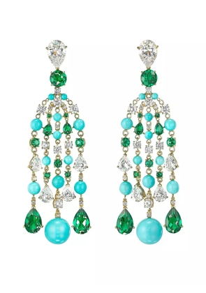 Anabela Chan Raindrop turquoise and emerald earrings - Blue