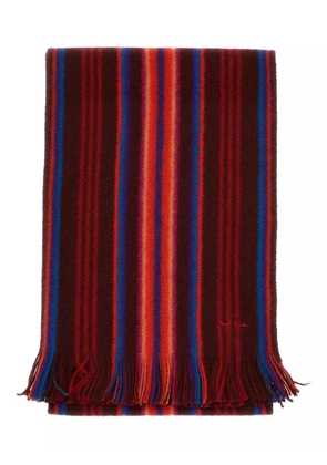 Paul Smith signature-stripe fringed scarf - Red
