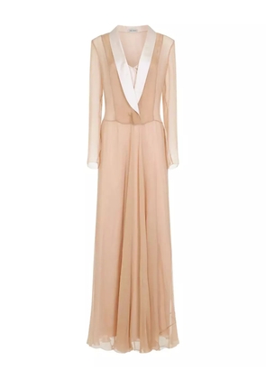 Alberta Ferretti V-neck silk maxi dress - Neutrals