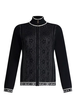 LIU JO lace-effect high-neck cardigan - Black