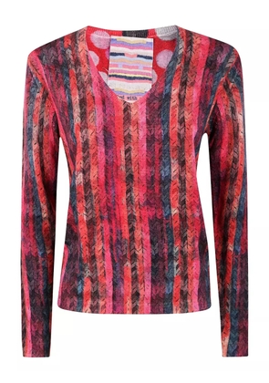 IN BED WITH YOU stripe-print ribbed sweater - Red