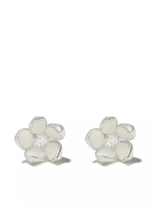 Shaun Leane Silver Cherry Blossom diamond flower earrings - STERLING SILVER