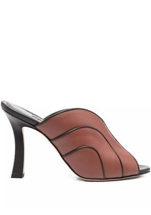 Manolo Blahnik 100mm Nikabo leather panelled sandals - Brown