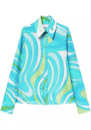 PUCCI Marmo-print silk shirt - Blue