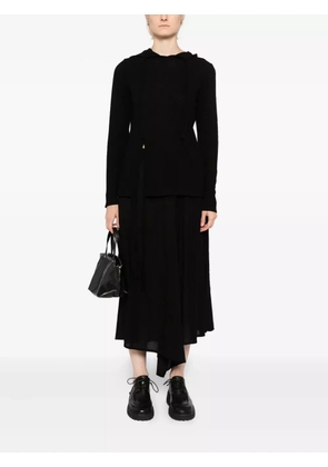 Yohji Yamamoto wool strap hoodie - Black