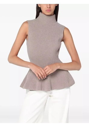 Róhe ribbed high-neck peplum top - Neutrals