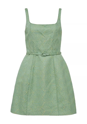 Alexia geometric-patterned belted dress - Green