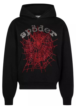 SP5DER Rhinestone OG Web V2 'Black' hoodie