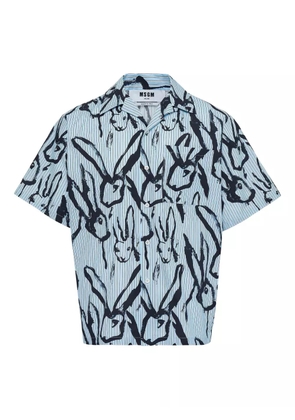 MSGM rabbit-print button-up shirt - Blue