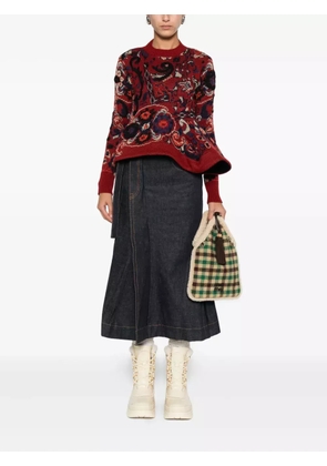 sacai belted pleated denim skirt - Blue