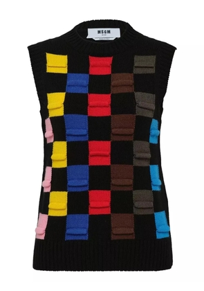 MSGM checked knitted vest - Black