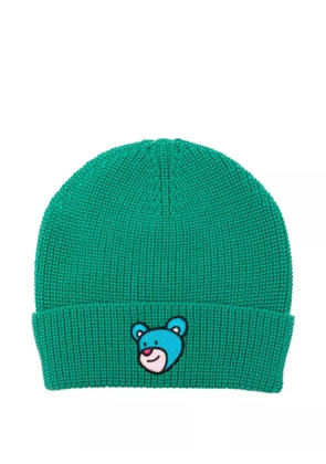 INBETWEENERS ribbed teddy-embroidered beanie - Green