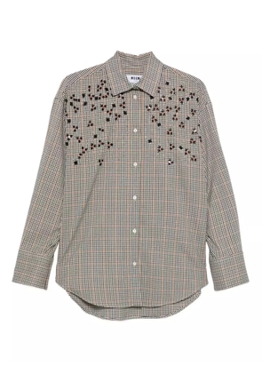 MSGM gingham embroidered shirt - Neutrals