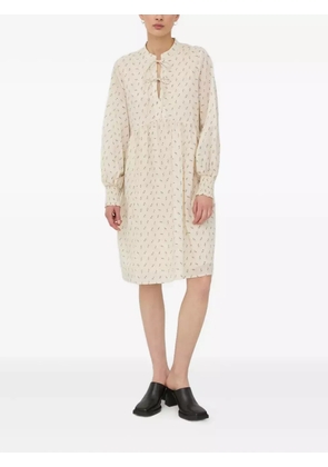 Bruuns Bazaar tie-neck printed midi dress - Neutrals