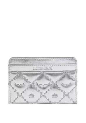 Zadig&Voltaire quilted leather card holder - Silver