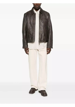 SAMSOE SAMSOE Sacliff X zip-front leather jacket - Brown